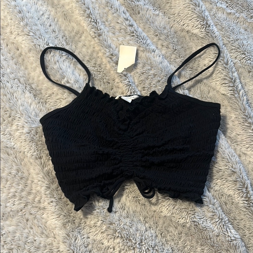 Aeropostale Black Sleeveless Ruched Crop Top